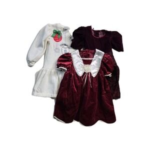 Vintage‎ Girls Dress 6X White Acrylic  Holiday Christmas Atlanta Lot Of 3